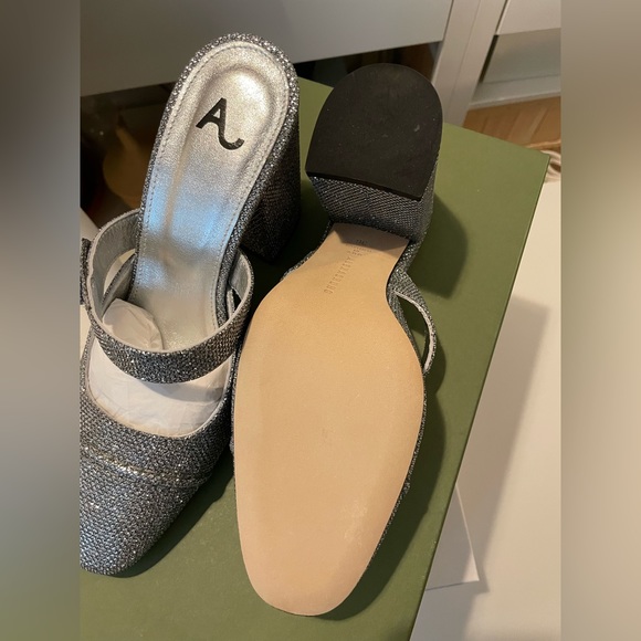 NIB Alexa Chung Block-heel lamé mules - silver - Picture 6 of 10